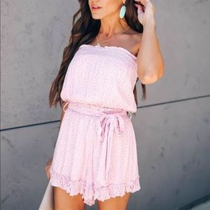 Pink Strapless Romper